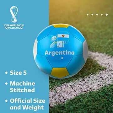 FIFA World Cup Qatar 2022 Team Argentina Soccer Ball Souvenir Display, Officially Licensed Futbol for Youth and Adult Soccer Players, Blue
