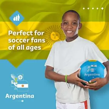 FIFA World Cup Qatar 2022 Team Argentina Soccer Ball Souvenir Display, Officially Licensed Futbol for Youth and Adult Soccer Players, Blue