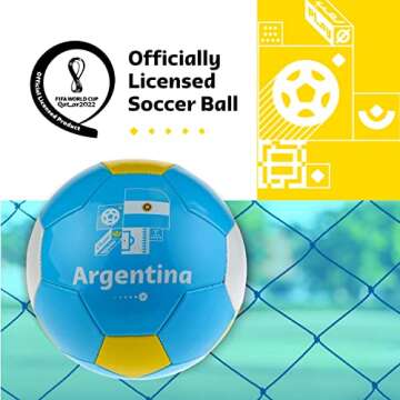FIFA World Cup Qatar 2022 Team Argentina Soccer Ball Souvenir Display, Officially Licensed Futbol for Youth and Adult Soccer Players, Blue