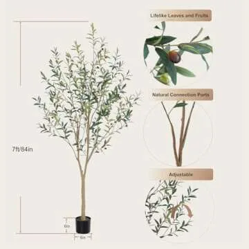Bellacat 6.8ft Faux Olive Tree for Elegant Indoor Decor