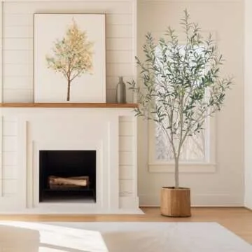 Bellacat 6.8ft Faux Olive Tree for Elegant Indoor Decor
