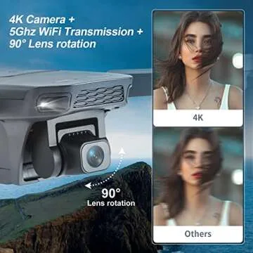 Tucok 90 Mins Drones with Camera for Adults,4K UHD Camera,3 Batteries Long Flight Time,Brushless Motor,GPS Auto Return,Circle Fly,FPV Drones Quadcopter with 5Ghz WiFi FPV Live Video for Beginners,Carrying Case