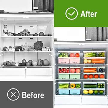 Lille Home Stackable Produce Saver, Organizer Bins/Storage Containers with Removable Drain Tray, Set of Six, for Refrigerators, Cabinets, Countertops and Pantry, BPA Free (Pink,Set of Six)