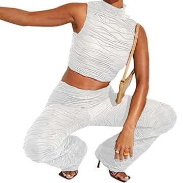 White Mesh Sheer 2 Piece Outfits for Women Sexy Summer Sleeveless Going Out Tops Bodycon Pants Suit Set Y2k Streetwear