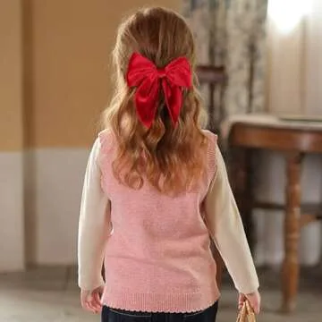 5" Red Christmas Velvet Fable Hair Bows Kids Big Velvet Ribbon Sailor Bow Alligator Clip Cheer Barrettes Hairpins Valentines New Year Gift Accessory for Toddler Teen Baby Girls