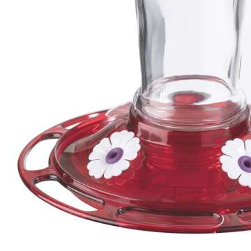 Ruby Hummingbird Feeder with Ant Moat, 10 oz Capacity