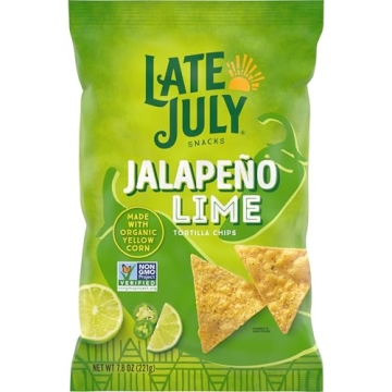 Crunchy Late July Snacks Jalapeno Lime Tortilla Chips, 7.8 OZ Bag