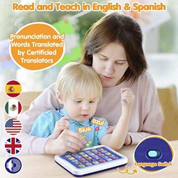PLAY Spanish & English Learning Tablet for Toddlers 1-3, Kids Bilingual Interactive Alphabet ABC Let...