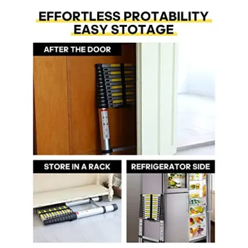 Telescoping Ladder - 12.5FT Aluminum Extension, Portable Multi-Purpose