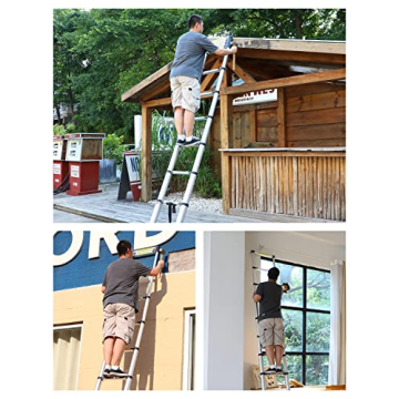 Telescoping Ladder - 12.5FT Aluminum Extension, Portable Multi-Purpose