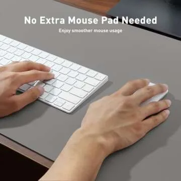 Aothia Leather Desk Pad Protector, Mouse Pad, Office Desk Mat, Non-Slip PU Leather Desk Blotter, Laptop Desk Pad, Waterproof Desk Writing Pad for Office and Home (36" x 17", Light Grey)