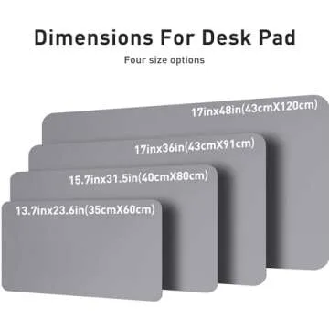 Aothia Leather Desk Pad Protector, Mouse Pad, Office Desk Mat, Non-Slip PU Leather Desk Blotter, Laptop Desk Pad, Waterproof Desk Writing Pad for Office and Home (36" x 17", Light Grey)