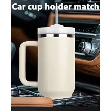 METRICCHIMP Insulated Stainless Steel Water Bottle with Handle and Straw Lid - 40 oz Reusable Tumbler for Hot and Cold Beverages