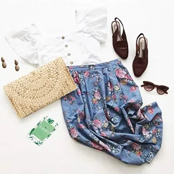 JOSEKO Straw Clutch Purse, Women Straw Envelope Bag Wallet Summer Beach Handbag Beach Clutch Purse(khaki)