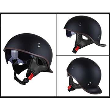 FVCNGP Adult Men Women Vintage Motorcycling Helmets DOT Approved German Style Motorcycle Half Open F...
