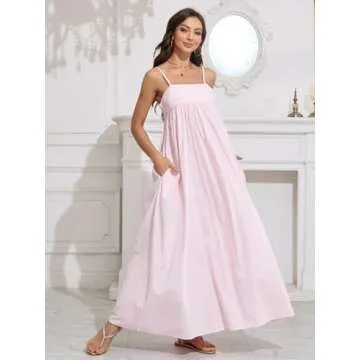 ebossy Women's Summer Backless Maxi Dress with Pockets