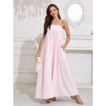 ebossy Women's Summer Backless Maxi Dress with Pockets