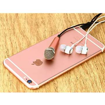 Mini Microphone Portable Vocal/Instrument Microphone for Mobile Phone Laptop Notebook Apple iPhone Sumsung Android with Holder Clip Tiny Microphone- Rose Gold