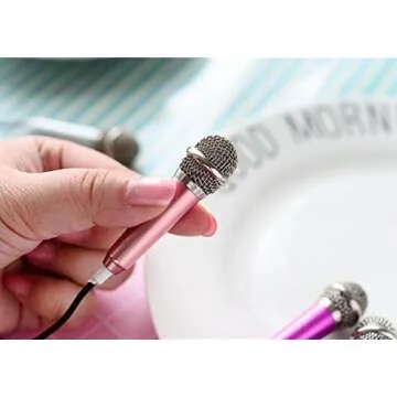 Mini Microphone Portable Vocal/Instrument Microphone for Mobile Phone Laptop Notebook Apple iPhone Sumsung Android with Holder Clip Tiny Microphone- Rose Gold