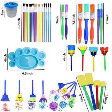 Fycooler Paint Brushes Watercolor Paint Brush Set Bulk, All Purpose Paint Brushes for Acrylic Painting-Toddler Anti-Spill Paint Cup and Brush Set Children's No Spill Paint Cups with Colored Lids