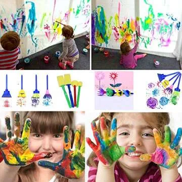 Fycooler Paint Brushes Watercolor Paint Brush Set Bulk, All Purpose Paint Brushes for Acrylic Painting-Toddler Anti-Spill Paint Cup and Brush Set Children's No Spill Paint Cups with Colored Lids