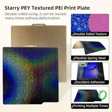 IdeaFormer-3D Rainbow PEY+Textured PEI Build Plate for Bambu Lab X1C/X1/X1E/A1/P1S/P1P, Double Sided PEY PEI Spring Steel Sheet 257x257mm for Bambulab 3D Printers