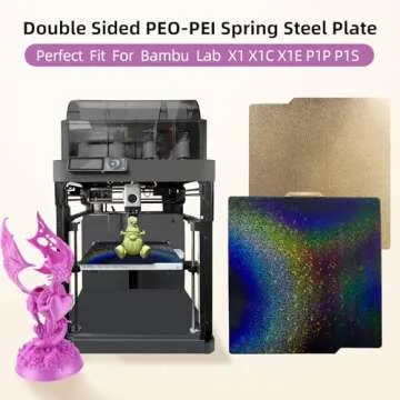 IdeaFormer-3D Rainbow PEY+Textured PEI Build Plate for Bambu Lab X1C/X1/X1E/A1/P1S/P1P, Double Sided PEY PEI Spring Steel Sheet 257x257mm for Bambulab 3D Printers
