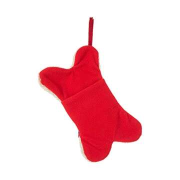 Glitzhome 12.5" L Bone Shaped Christmas Stocking Hooked Xmas Stocking for Christmas Decorations and Party Accessory