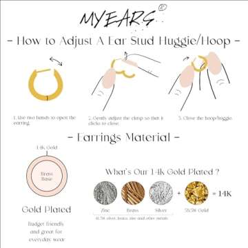 MYEARS Gold Huggie Hoop Earrings - Hypoallergenic Minimalist Style