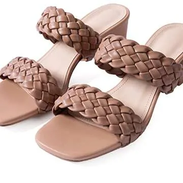Stylish N.N.G Women Heels Sandals Low Chunky Braided Comfort