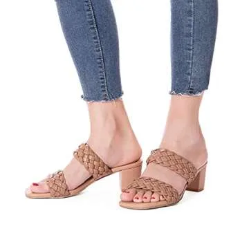 Stylish N.N.G Women Heels Sandals Low Chunky Braided Comfort