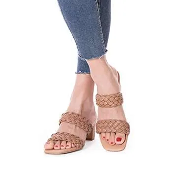 Stylish N.N.G Women Heels Sandals Low Chunky Braided Comfort