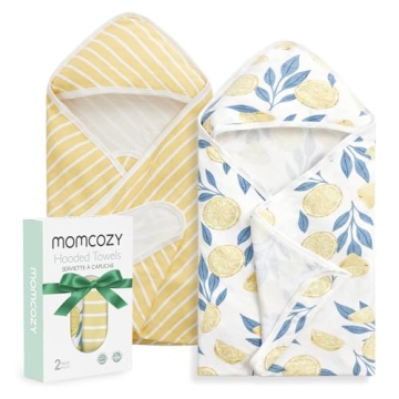 Momcozy Baby Hooded Towel Set - 2 Pack of Soft, Absorbent Towels