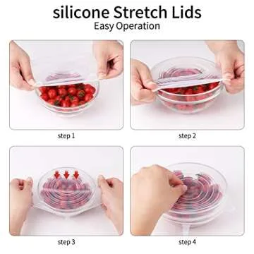 12pcs Reusable Silicone Stretch Lids, Silicone Bowl Covers, 6 Different Sizes Silicone Lids For Food Container Storage, Freezer & Microwave (Transparent & Pink)