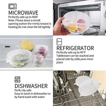 12pcs Reusable Silicone Stretch Lids, Silicone Bowl Covers, 6 Different Sizes Silicone Lids For Food Container Storage, Freezer & Microwave (Transparent & Pink)