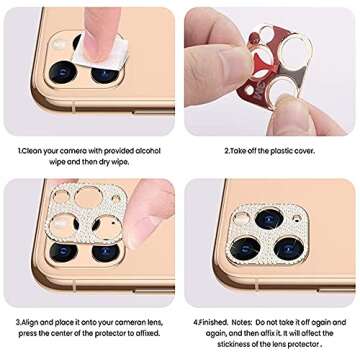 LNtech [2 Pack] Bling Crystal Camera Lens Protector Glitter Diamond Rear Camera Cover 3D Bling Diamond Lens Cover Compatible with iPhone 14 Pro/14 Pro Max/15 Pro/15 Pro Max-Silver