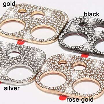 LNtech [2 Pack] Bling Crystal Camera Lens Protector Glitter Diamond Rear Camera Cover 3D Bling Diamond Lens Cover Compatible with iPhone 14 Pro/14 Pro Max/15 Pro/15 Pro Max-Silver