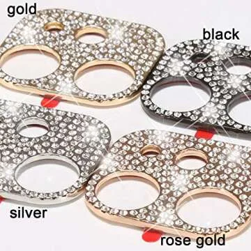 LNtech [2 Pack] Bling Crystal Camera Lens Protector Glitter Diamond Rear Camera Cover 3D Bling Diamond Lens Cover Compatible with iPhone 14 Pro/14 Pro Max/15 Pro/15 Pro Max-Silver