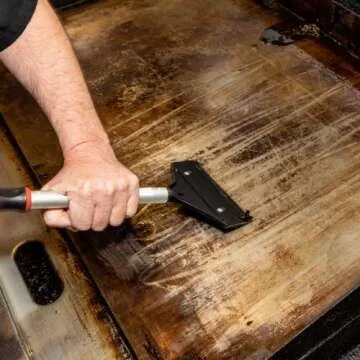 3pcs Combo Griddle Cleaning Kit, Premium Scraper & Heavy Duty Scrubber Pad with Hi-Temp Grill Liquid Cleaner for Flat Top Grills & Blackstone Griddle Accesories for BBQ Cleaning Kit by FryOilSaver Co.