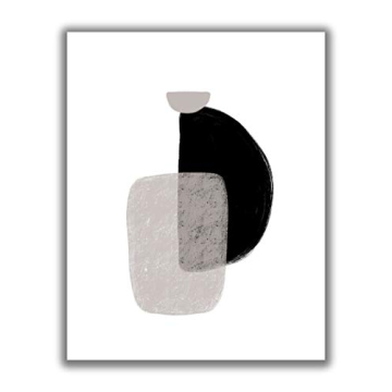 Stunning Abstract Black & Tan Shapes Contemporary Wall Art for Gifts