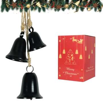 Christmas Tree Decoration Bells Christmas Decorations Indoor Black Cow Bell for Women Large Christmas Bell Ornaments for Christmas Bell Garland Outdoor Christmas Decorations for Doors