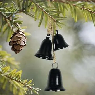 Christmas Tree Decoration Bells Christmas Decorations Indoor Black Cow Bell for Women Large Christmas Bell Ornaments for Christmas Bell Garland Outdoor Christmas Decorations for Doors