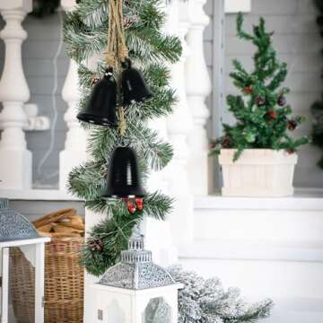Christmas Tree Decoration Bells Christmas Decorations Indoor Black Cow Bell for Women Large Christmas Bell Ornaments for Christmas Bell Garland Outdoor Christmas Decorations for Doors