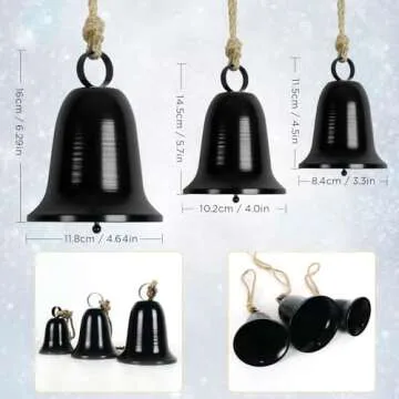 Christmas Tree Decoration Bells Christmas Decorations Indoor Black Cow Bell for Women Large Christmas Bell Ornaments for Christmas Bell Garland Outdoor Christmas Decorations for Doors