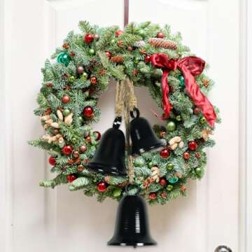 Christmas Tree Decoration Bells Christmas Decorations Indoor Black Cow Bell for Women Large Christmas Bell Ornaments for Christmas Bell Garland Outdoor Christmas Decorations for Doors