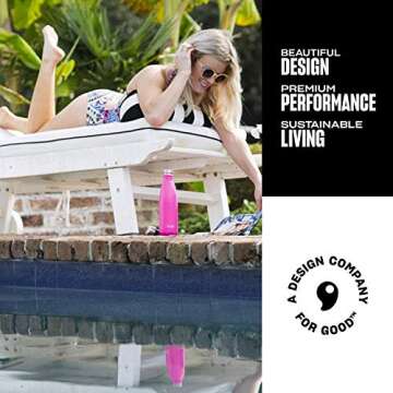 S'well Stainless Steel Water Bottle - 17 Fl Oz - Bikini Pink - Triple-Layered Vacuum-Insulated Conta...