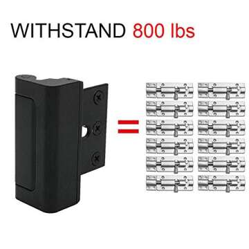 2 Pack Door Reinforcement Locks with 8 Screws, Home Security Door Lock for Toddler, Childproof Door Lock Night Lock Withstand 800 Lbs (Black)