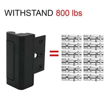 2 Pack Door Reinforcement Locks with 8 Screws, Home Security Door Lock for Toddler, Childproof Door Lock Night Lock Withstand 800 Lbs (Black)