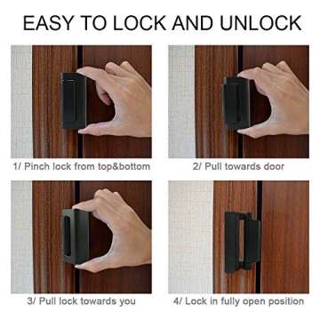 2 Pack Door Reinforcement Locks with 8 Screws, Home Security Door Lock for Toddler, Childproof Door Lock Night Lock Withstand 800 Lbs (Black)