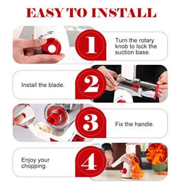 Ourokhome Rotary Cheese Grater Hand Crank, Kitchen Shredder Speed Mandolin Slicer Nuts Grinder with Handle and Drum Blades for Cheese, Vegetable, Chocolate, Potato, Carrot, 3 Blades, White Red